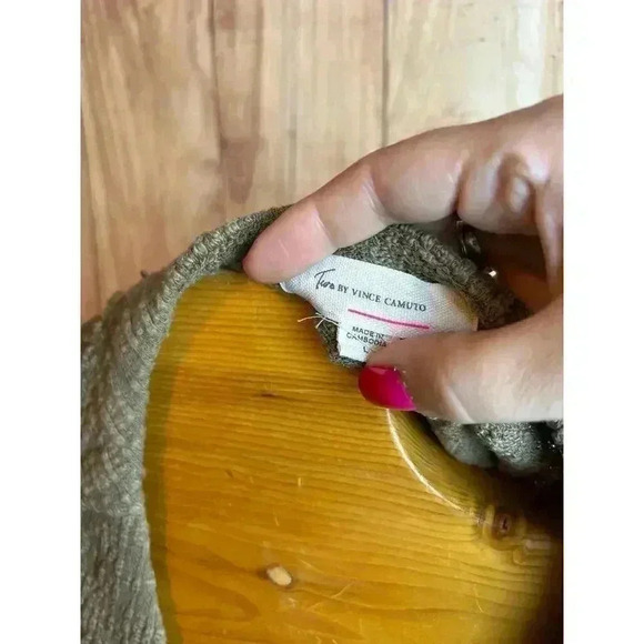 Two by Vince Camuto Textured Knit Cardigan Olive Green Women's Size L - Picture 5 of 8